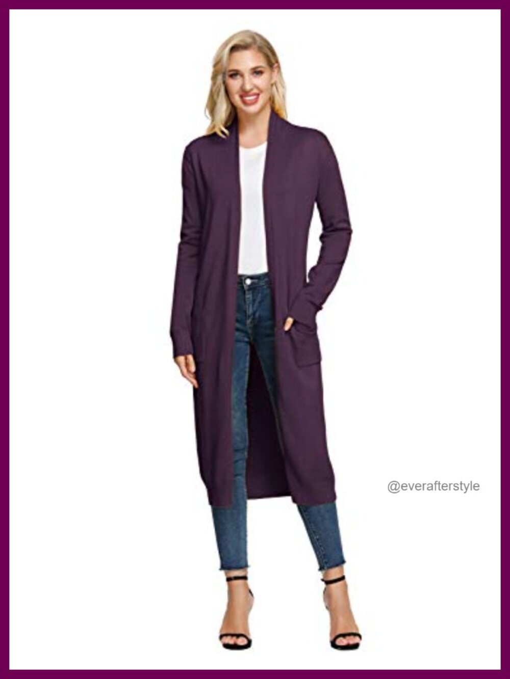 Open Front Maxi Long Knitted Cardigan Sweater with Pockets